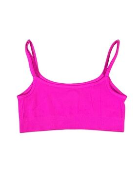 Joja Pink Ribbed Spaghetti Strap Athletic Crop Top Nylon Spandex NWOT
